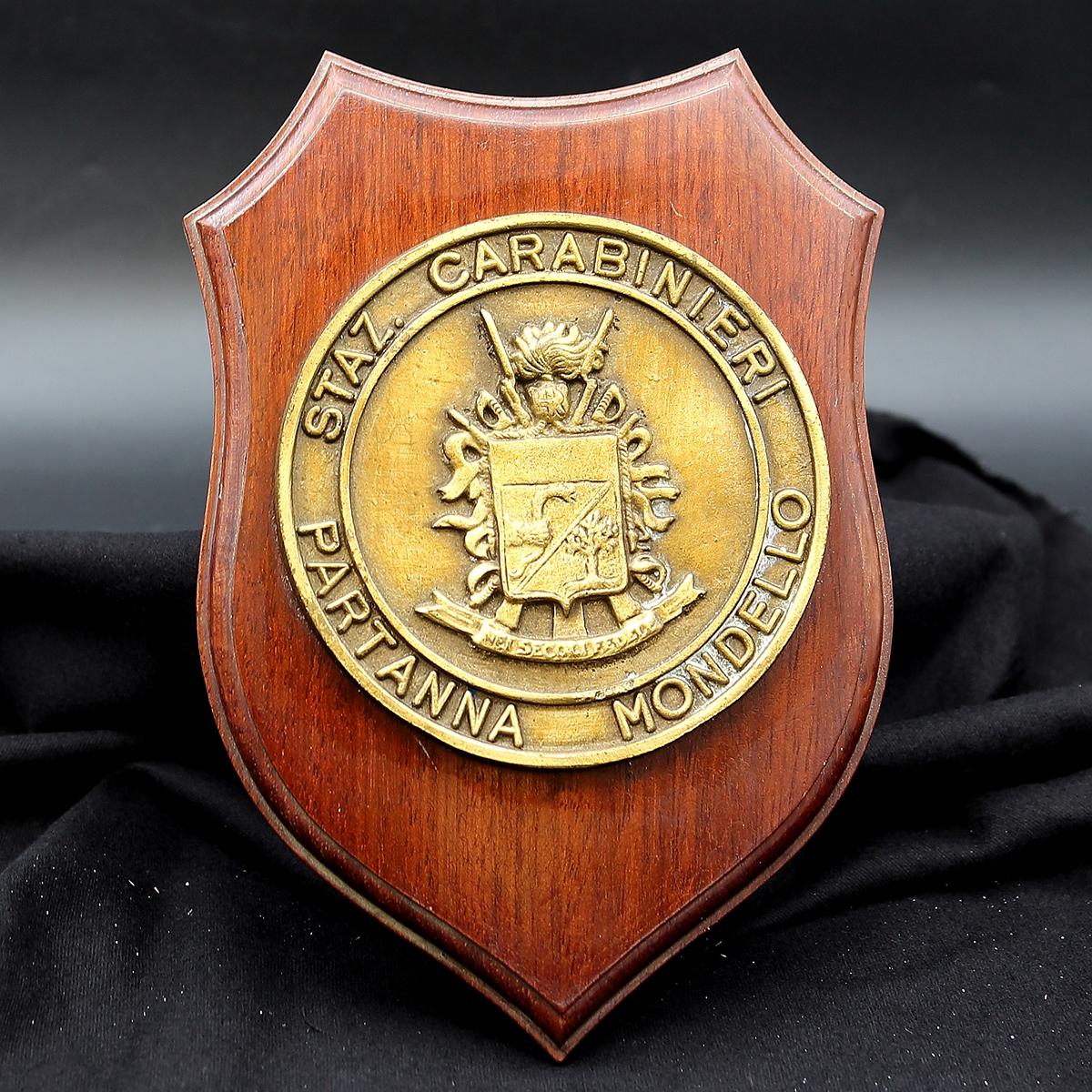 Insigne Vintage Militaire Italien Carabinieri – Flamme Emblème Frise – Métal Argenté – Original