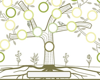 Árbol genealógico ascendente personalizable de más de 5 generaciones