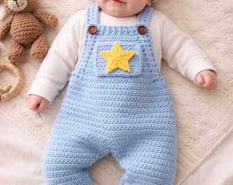 Patrón de ganchillo en PDF para peto de bebé / Pelele para recién nacido / Conjunto fácil / Ropa de ganchillo / Regalo para sesión de fotos