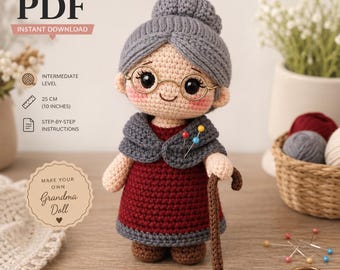 Granny Pin Cushion Amigurumi Crochet Pattern – Grandma Doll PDF