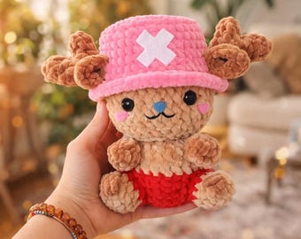 Tutorial en PDF de amigurumi de Chopper, patrón de ganchillo para peluche de anime, muñeca DIY