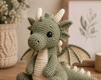 Fantasy Dragon Amigurumi Crochet Pattern PDF, Cute Dragon Plush Crochet Pattern, Magical Dragon Toy, Fantasy Crochet Doll PDF