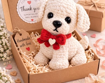 Gehaakt poedelpatroon pdf, amigurumi puppy-tutorial, DIY pluche hondenornament, gehaakt dier eenvoudig
