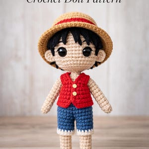 Haakpatroon Luffy amigurumi – zelfstudie piratenpop uit één stuk (pdf-download)