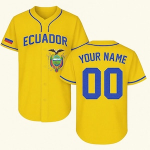Custom Ecuador Baseball Jersey – Personalized Ecuadorian Flag Shirt – Yellow National Pride Jersey