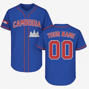 Custom Cambodia Baseball Jersey – Khmer Angkor Wat Shirt with Name – Personalized Cambodian Heritage Gift