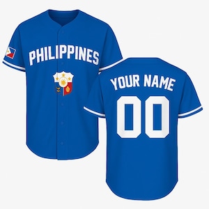 Custom Philippines Baseball Jersey – Personalized Filipino Flag Shirt with Name & Number – Pinoy Pride Heritage Gift
