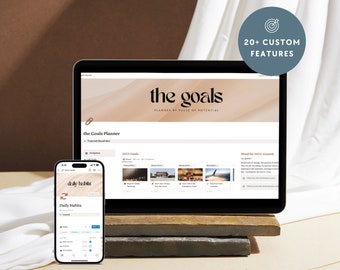 The Goals Digital Notion Planner | Daily Habits, Tasks, Yearly Goals & Vision Boards | Aesthetic Planner for Productivity