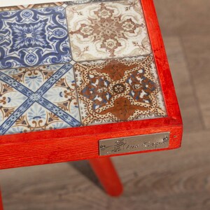 Coffee Table Ceramic Table Top, Single Side Coffee Table, Bedroom Bed Side Table Red