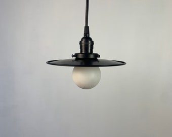 Black Disc Pendant Light, Modern Dimmable Hanging Lamp for Living Room, Kitchen, or Bedroom Lighting, Contemporary, Minimal, & Industrial