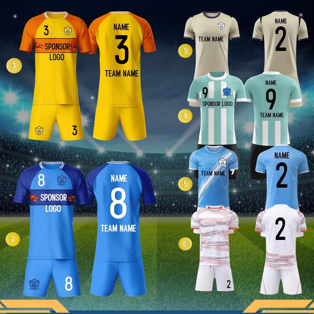 Soccer Jersey Kit Template Bundle, 6 Pro Uniform Designs With Sponsor ...