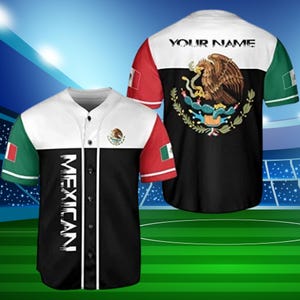 Custom Mexico Baseball Jersey – National Flag Colors and Eagle Emblem Sports Shirt with Personalized Name