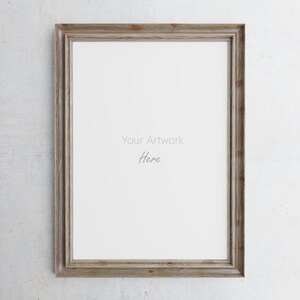 A4 Frame Mockup, Rustic Wood Wooden Frame Mock up, Vintage Antique Wall Art. Digital download, Commercial use. PSD Smart Object
