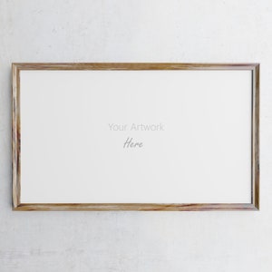 May include: A rectangular wooden picture frame with a white interior. The frame has a natural wood grain finish. The text "Your Artwork Here" is displayed in the centre of the frame.