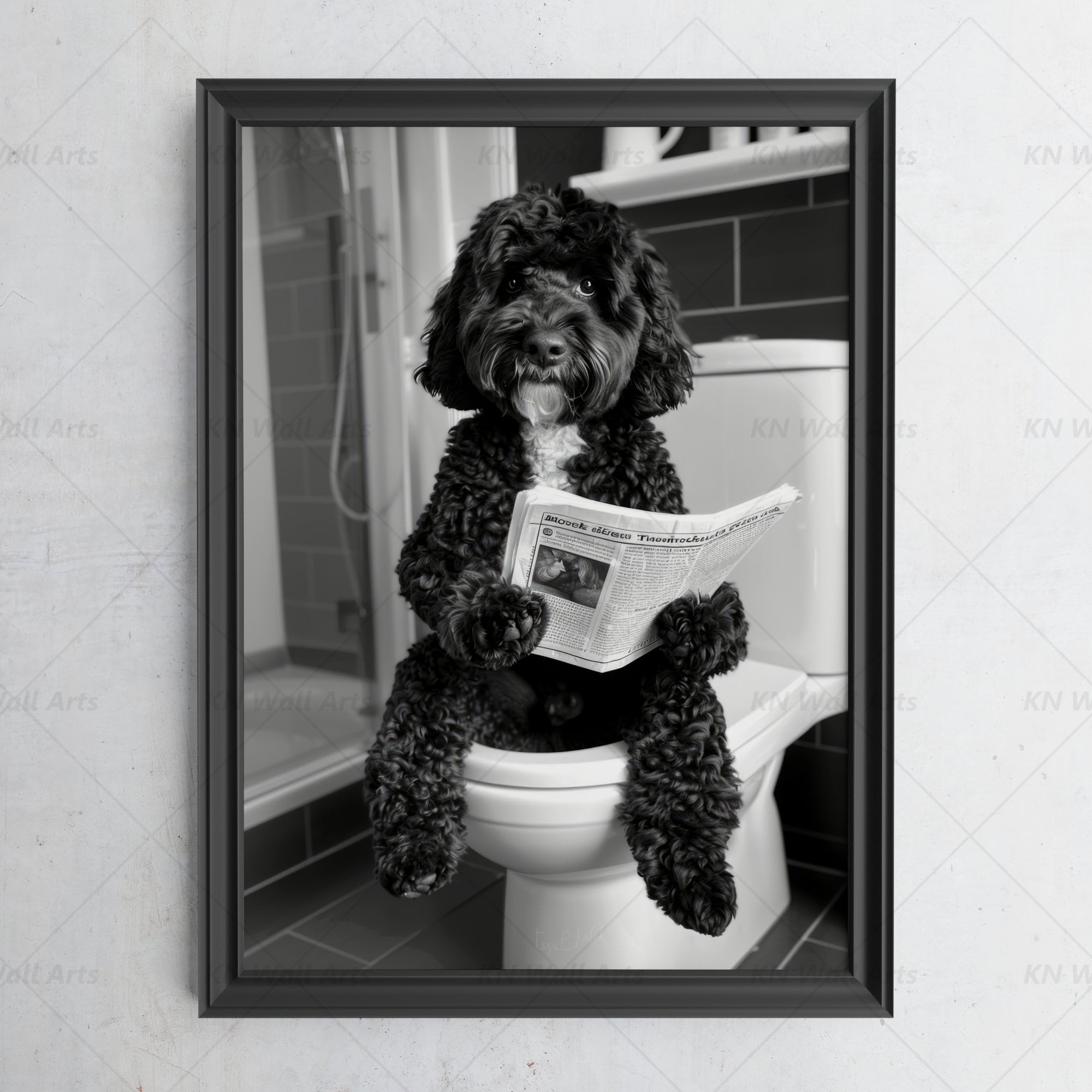 Bathroom Wall Art, Funny Dog Wall Decor, Dog in Toilet, Animal in Toilet, Pet Shop Art ...