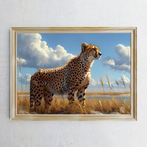 Cheetah Print. Wildlife Savannah printable poster. Wall decor. Cheetah water color wall art. Cheetah Digital Art. Digital download