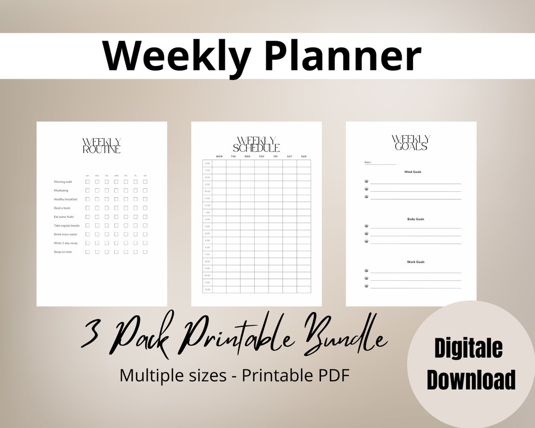 Weekly Routine Planner Printable Weekly Planner Digital - Etsy