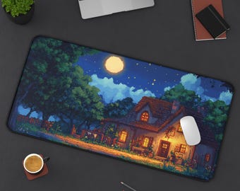 Pixel Art Cozy House Deskmat, Cozy House Deskmat, Pixel Art Mousepad, House Mousepad, Cozy Pixel Art Desk Mat