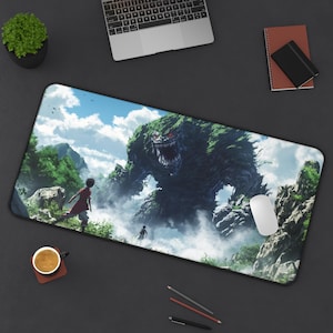 Anime Monster Fight Deskmat, Anime Fight Desk Mat, Anime Monster Mousepad, Anime Monster Fight Mousepad, Anime Desk Mat