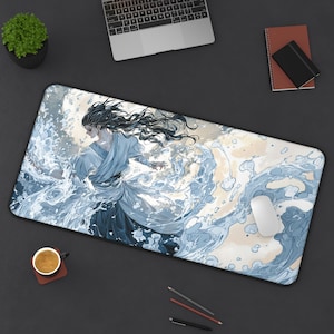 Anime Waterbender Mousepad, Waterbender Mousepad, Anime Fighter Deskmat, Anime Mousepad, Anime Desk Mat