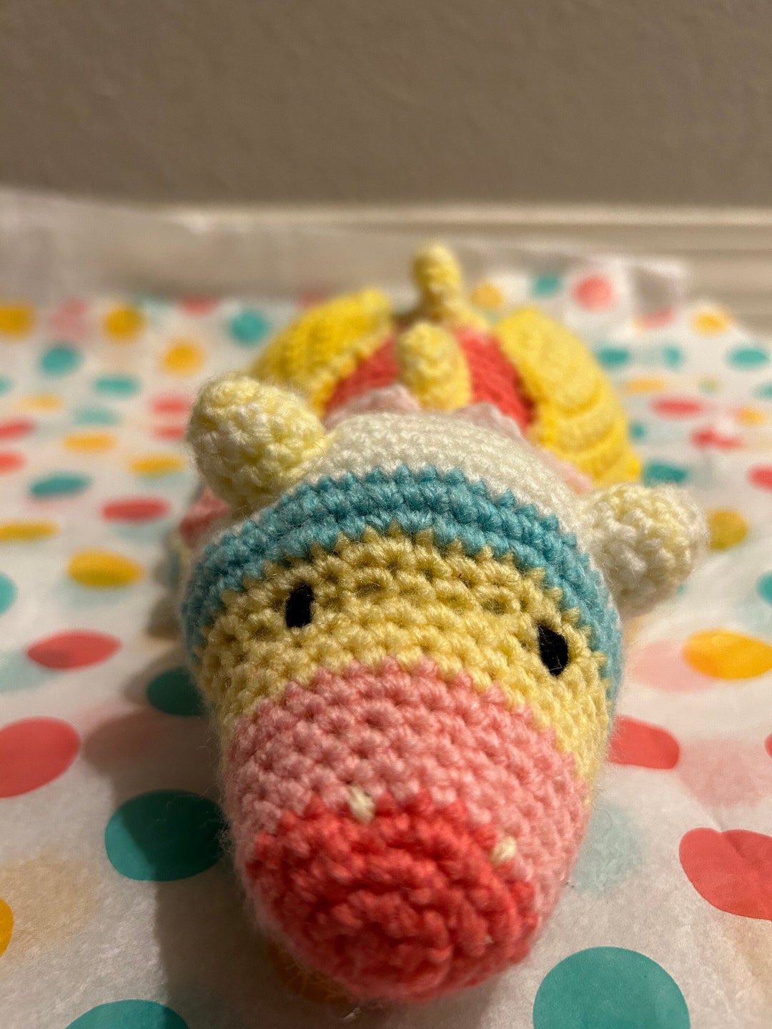 Crochet Rainbow Dragon Plushie Makebelieve Creature Plushie Etsy