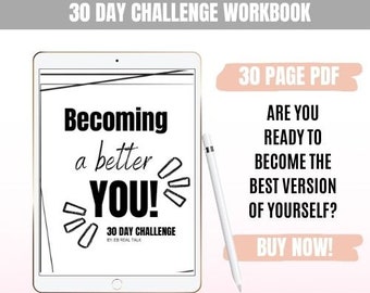 EBREALTALK Becoming a better YOU! 30 day self-development challenge digital workbook! Instant Download, Printable