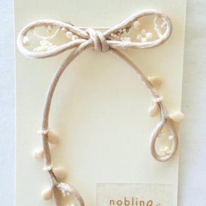 Top 20 Selected One-of-a-Kind Ivory Ribbon Brooch | Handmade Japanese Beaded Art | Mistletoe Brooch | Sew on Cord Technique
