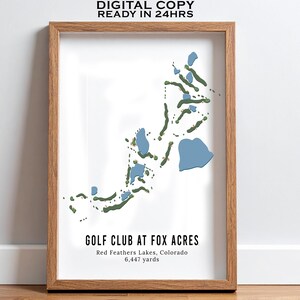 Fox Acres benutzerdefinierte Golf Platz Karte Druck, Colorado Golfplätze druckbar, jede benutzerdefinierte Karte Poster, Golfer Geschenk, Geschenk für Papa