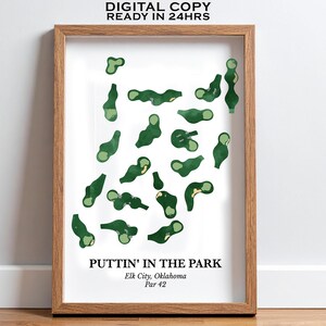 Aangepaste minigolfbaankaart wordt afgedrukt, aquarel illustratie golfkaart, cadeau voor minigolfliefhebbers, kunst aan de muur buitensporten, golfcadeau