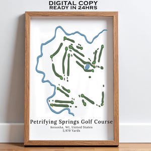 Petrfiring Springs Golf Platz Karte Druck, Beliebiger Golf Platz in Wisconsin, Digital druckbarer Platz Druck