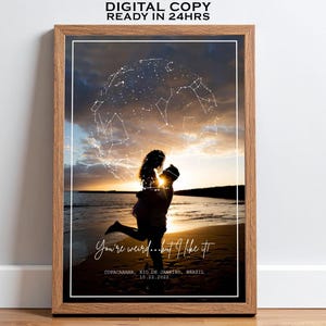 Cadeau portrait personnalisé Constellation, carte des étoiles, affiche impression nuit, nous nous sommes rencontrés, cadeau d'anniversaire de mariage, cadeau de la Saint-Valentin, cadeau de fiançailles