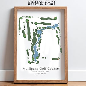 Mulligans Golf Course Map Printable, Custom Golf Course Map Prints, Any Golf Course in Utah, Digital Printable Golf Course Print