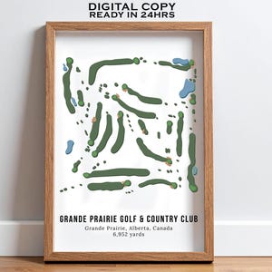 Grande Prairie Golf and Country Club Benutzerdefinierte Karte Drucken, Beliebige Golfbahn Karte in Alberta, druckbare Golfplätze Karten, Golfer Ruhestandsgeschenk