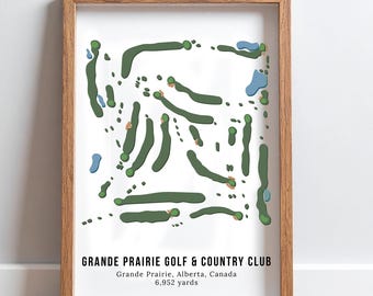 Impression de carte personnalisée Grande Prairie Golf and Country Club, n'importe quelle carte de parcours de golf en Alberta, cartes de parcours de golf imprimables, cadeau de retraite de golfeur