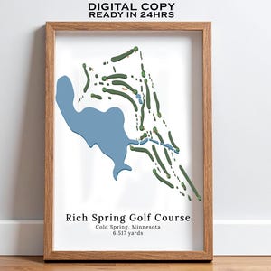 Rich Spring Golf Course Map Printable, Custom Golf Course Map Prints, Any Golf Course in Minnesota, Digital Printable Golf Course Wall Art
