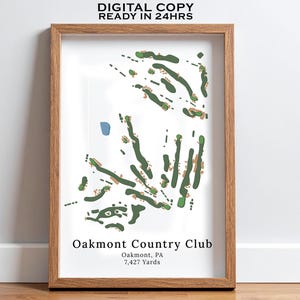 Oakmont Country Club druckbare Golf Platz Karte, benutzerdefinierte Golf Platz Karte, Digitale Golfplätze Karte, Golf Liebhaber Geschenk