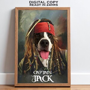 Custom Pirate Pet Portrait, Vintage Dog Poster, Pet Remembrance Gift (Digital Download)
