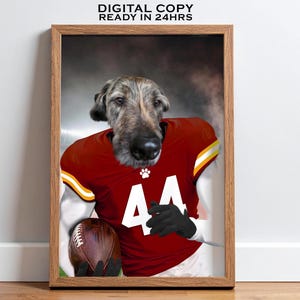 Washington US Football Pet Portrait, Custom Cat Portrait, Funny Football Lover Gift, Football Dog Photo, Sports Lover Gift, Man Cave Art