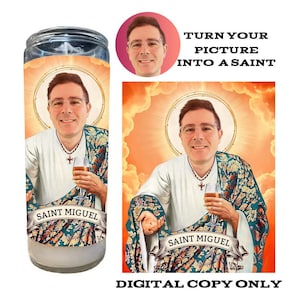 Vela de santo personalizada, etiqueta de vela personalizada, vela de oración para amigos, diseño de logotipo de vela, vela divertida, regalo para amigos, solo copia digital