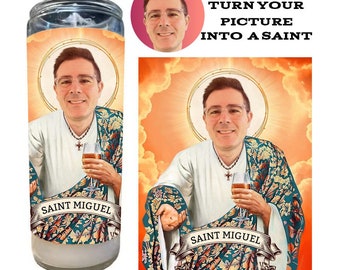 Bougie sainte personnalisée drôle, étiquette de bougie personnalisée, bougie de prière d'amis, création de logo de bougie, bougie drôle, cadeau pour des amis, copie numérique uniquement