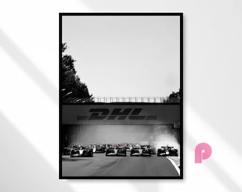 Formula 1 Race Poster, Black and White F1 Poster Wall Art, F1 Wall Decor, Vintage F1 Racing Poster, F1 Digital Print, Digital Download