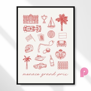 Monaco Grand Prix F1 Poster, Circuit de Monaco Formula 1 Poster Wall Art Print, F1 Minimalist Wall Decor, F1 Digital Print, Digital Download