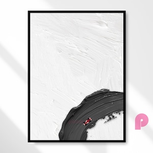 Minimalist Ferrari F1 Poster, Paint Stroke Formula 1 Art Print, F1 Wall Decor, F1 Digital Print, Abstract Racing Poster, Digital Download