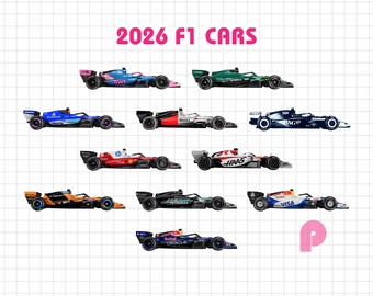 Pacchetto adesivi digitali per auto di F1 2026 / Adesivi digitali per auto di Formula 1 2026 PNG / Adesivi stampabili F1 2026 / Download digitale