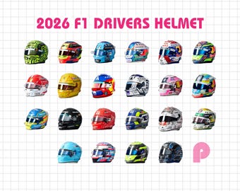 Paquete de cascos de piloto de F1 2026 / Pegatinas digitales PNG de la temporada 2026 de Fórmula 1 / Pegatina imprimible de F1 2026 / Descarga digital