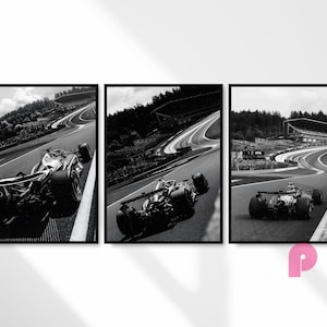 F1 zwart-wit set poster, formule 1-poster kunst aan de muur print, esthetische F1 muur decor, race poster, F1 digitale print, instant download