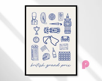 British Grand Prix F1 Poster, Silverstone Circuit Formula 1 Poster Wall Art Print, F1 Wall Decor, F1 Digital Print, Digital Download