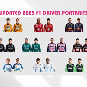 AKTUALISIERT 2025 F1 Fahrer-Porträt-Aufkleber | Formel-1-Fahreraufkleber | 2025 Saison F1 Team Digitale Aufkleber | F1 Aufkleber zum Ausdrucken