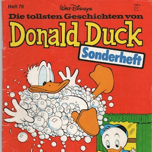 Cómics vintage de Mickey Mouse y el Pato Donald, número especial n.º 79, de 1984, de la revista Walt Disney, con personajes animados.