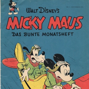 Vintage Mickey Mouse Donald Duck Reprint No. 1 September 1951 Walt Disney Magazine Animated Character Cartoon Comic Book